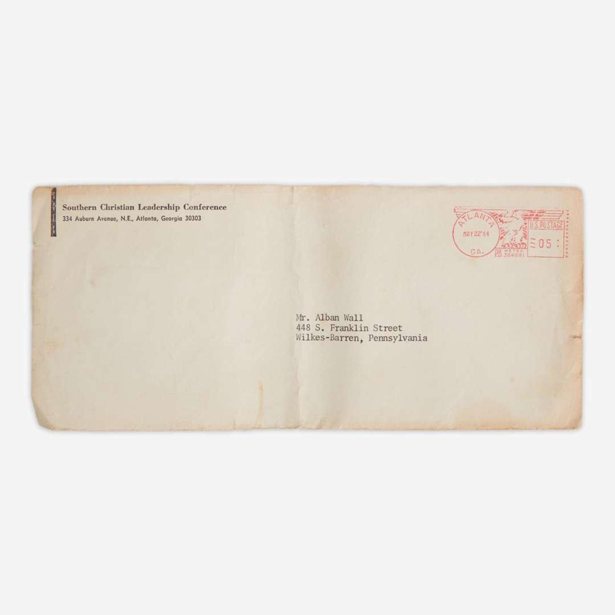 [African-Americana] King, Martin Luther, Jr. Typed letter, signed