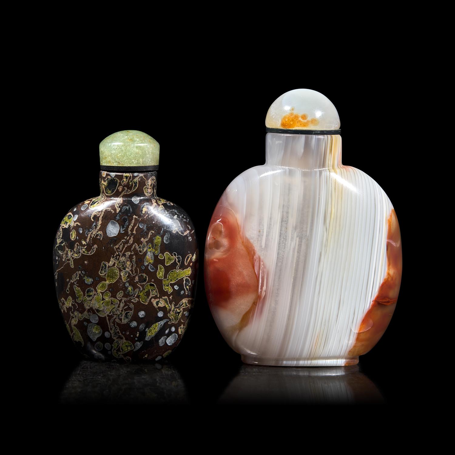 Two Chinese Hardstone Snuff Bottles