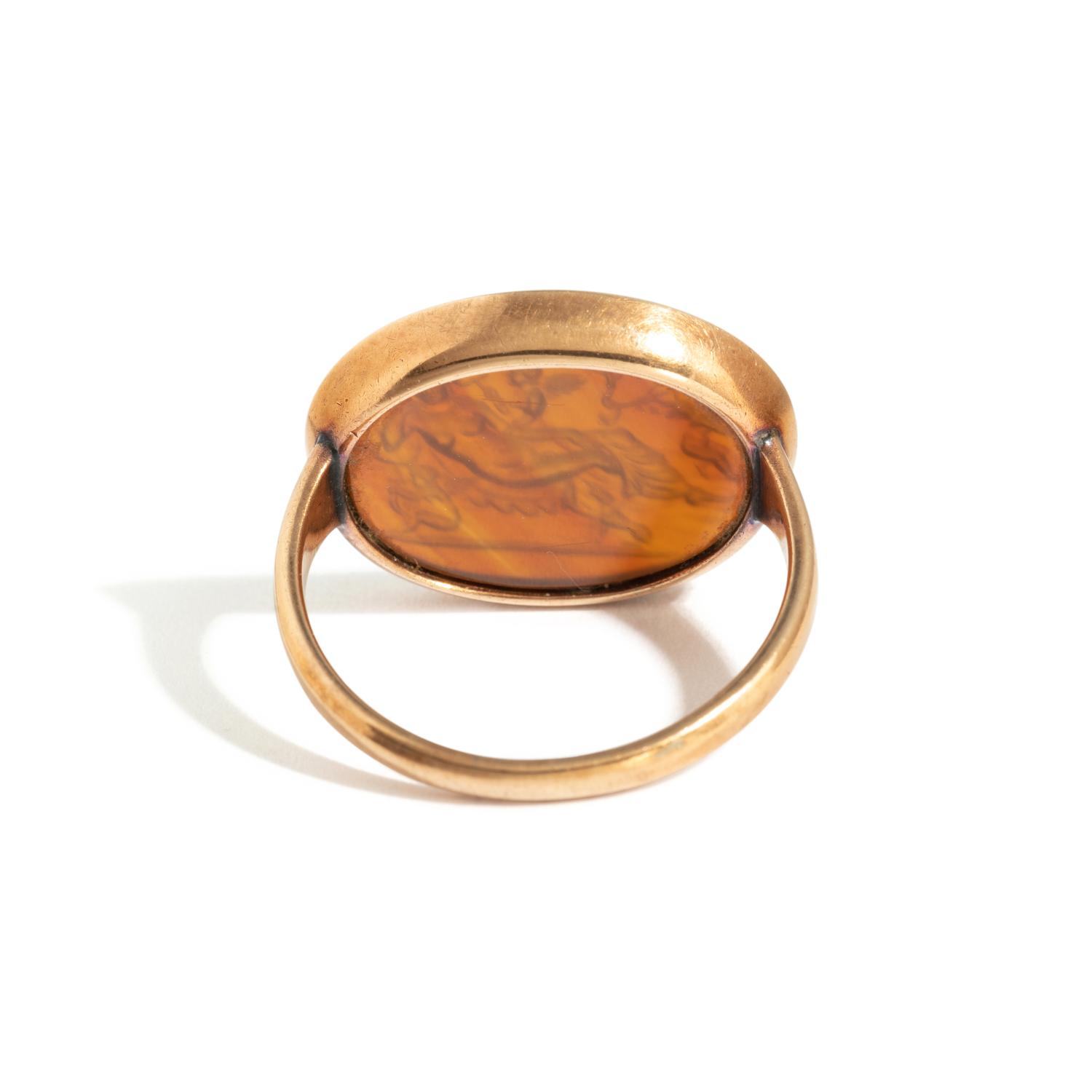 A Neoclassical Gold and Carnelian Finger Ring with the God Hermaphroditus