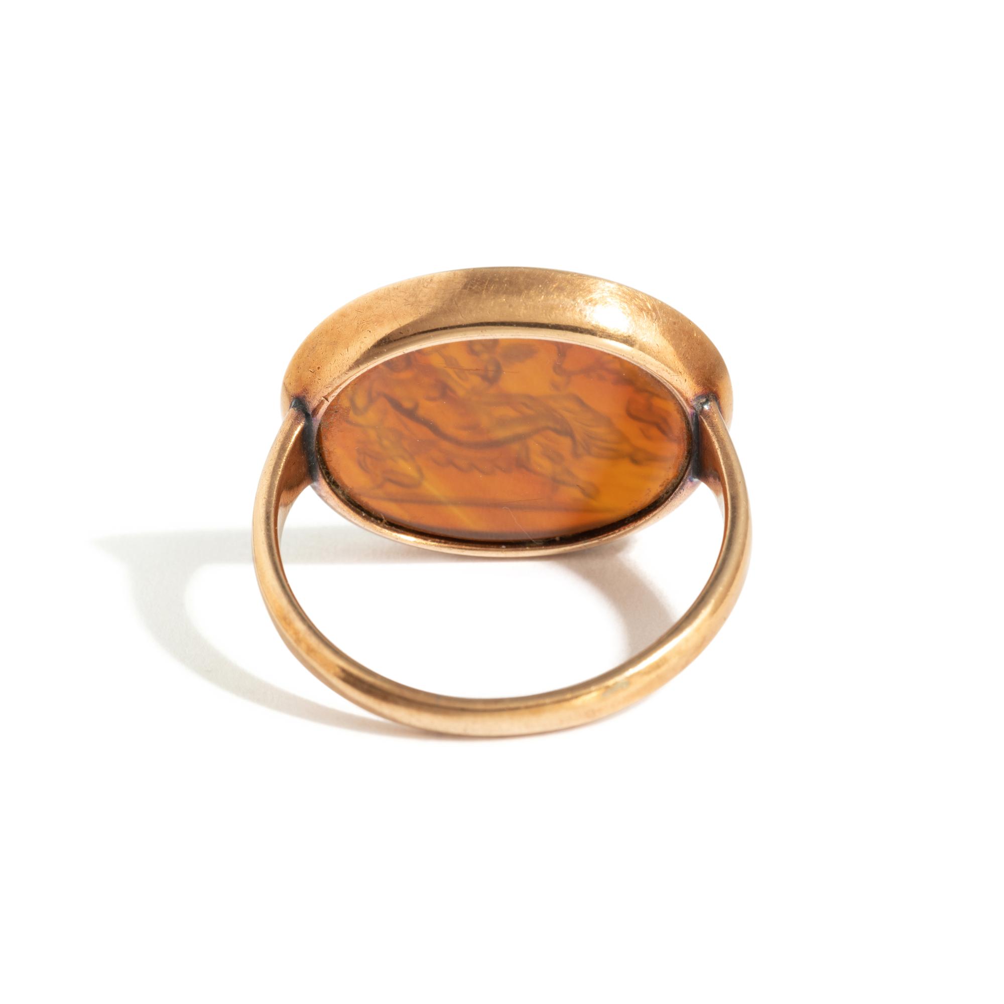 A Neoclassical Gold and Carnelian Finger Ring with the God Hermaphroditus