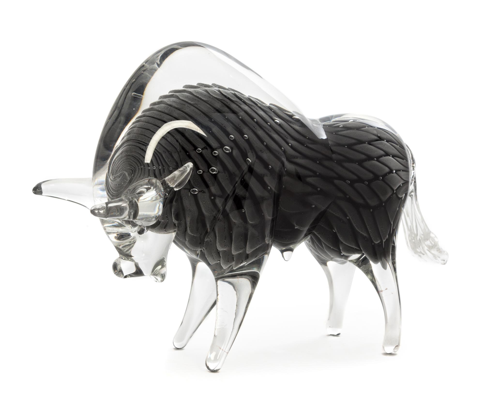 A Murano Glass Bull Width 10 inches.