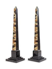 A Pair of Specimen Marble Obelisks