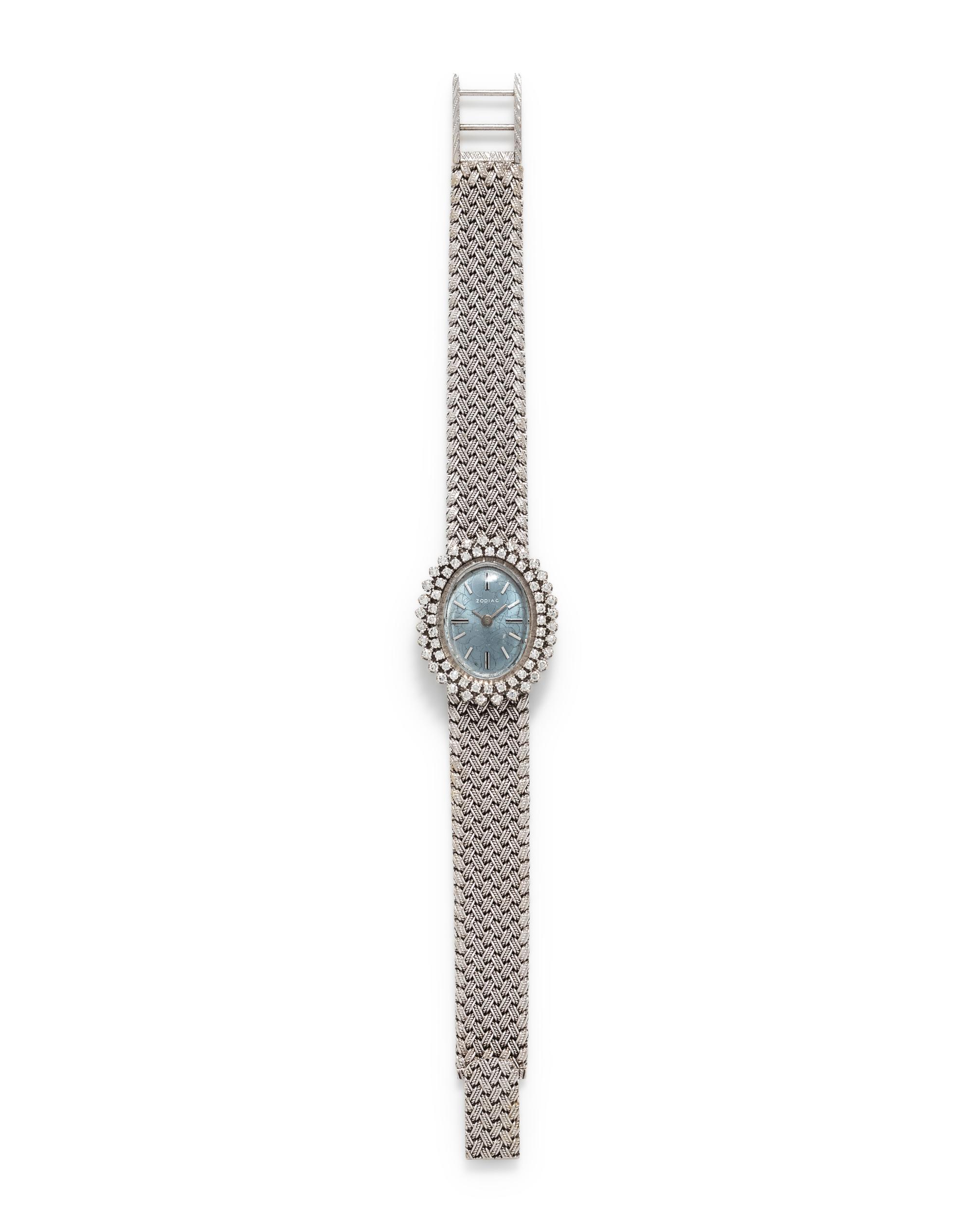 ZODIAC, 18K WHITE GOLD AND DIAMOND WRISTWATCH