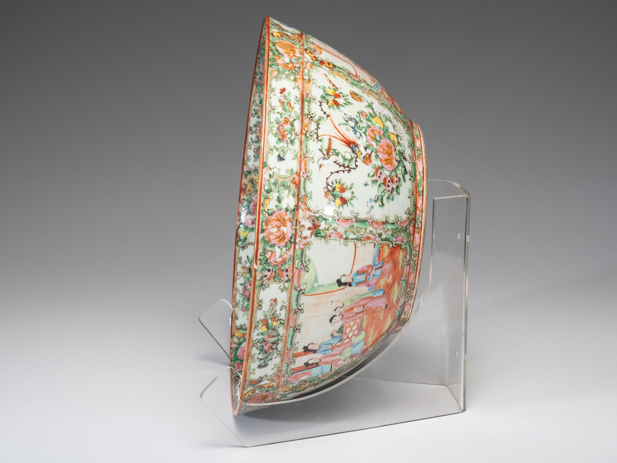 A Chinese Export Rose Medallion Punch Bowl