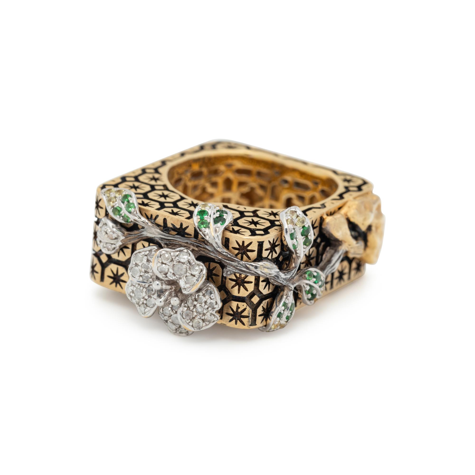 DICKSON YEWN, DIAMOND AND GEMSTONE 'FLORAL BROCADE' RING