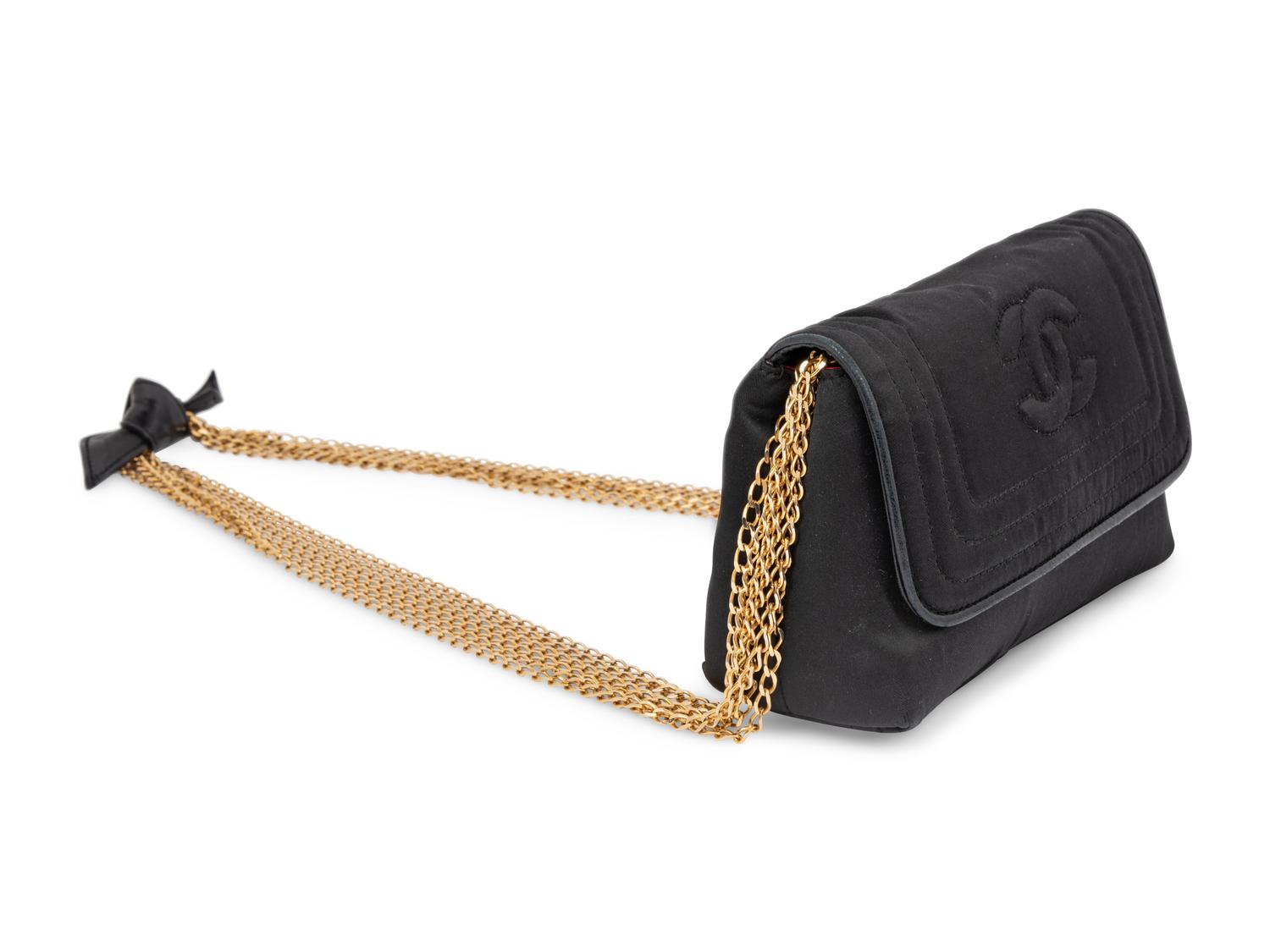 Chanel Black Silk Bag with Multiple Chain Strap, 1986-88