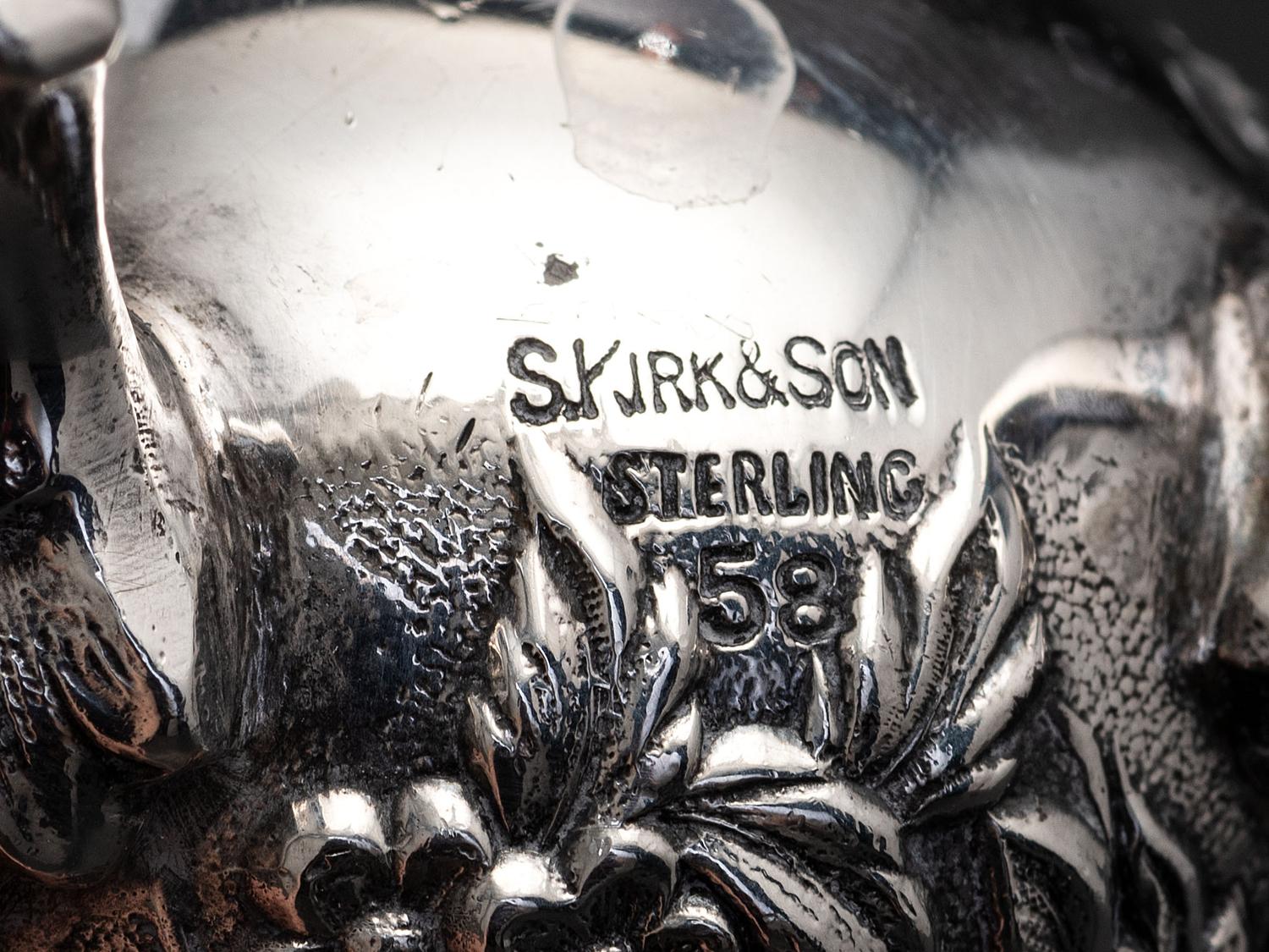 Seven American Repousse Silver Table Articles