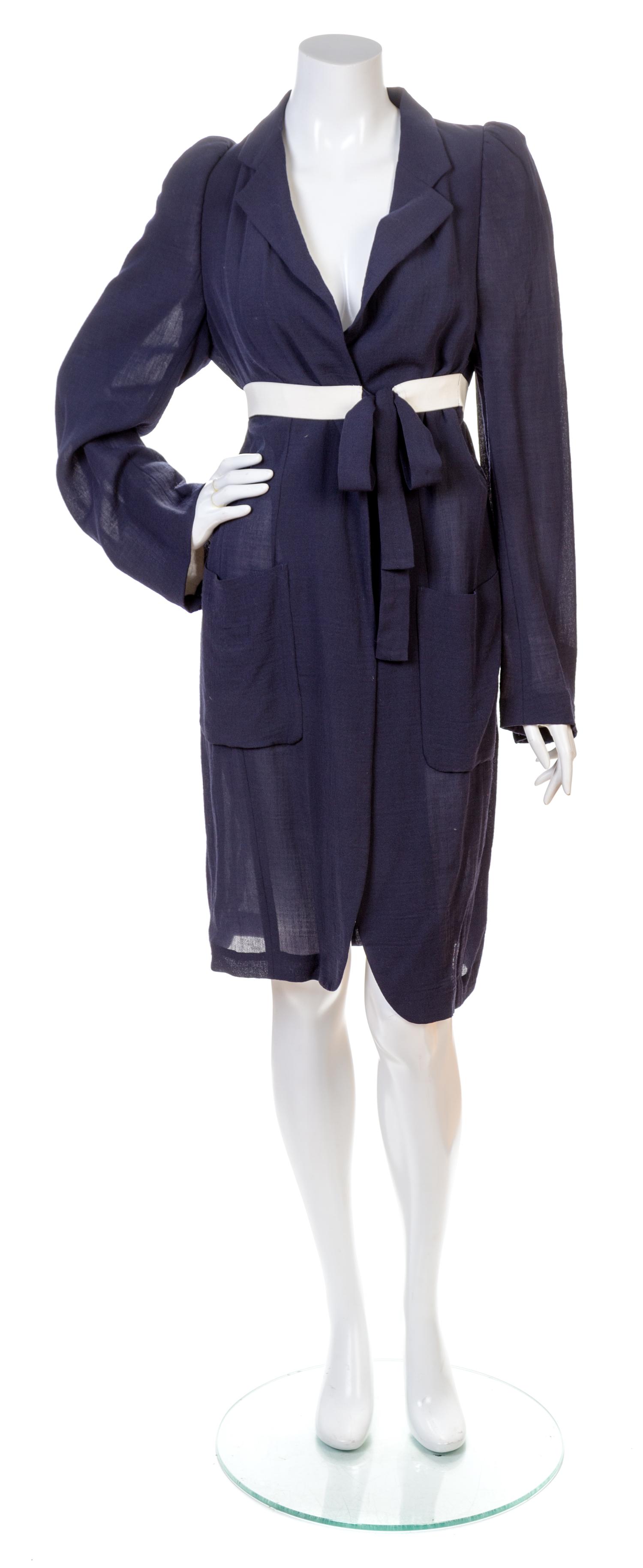 A Comme des Garcons Navy Wool Coat, Size M.