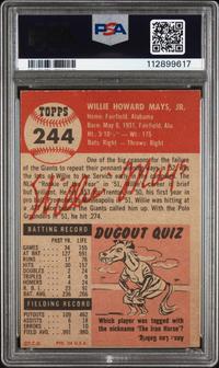 A 1953 Topps Willie Mays Baseball Card No. 244 (PSA 2 GOOD)