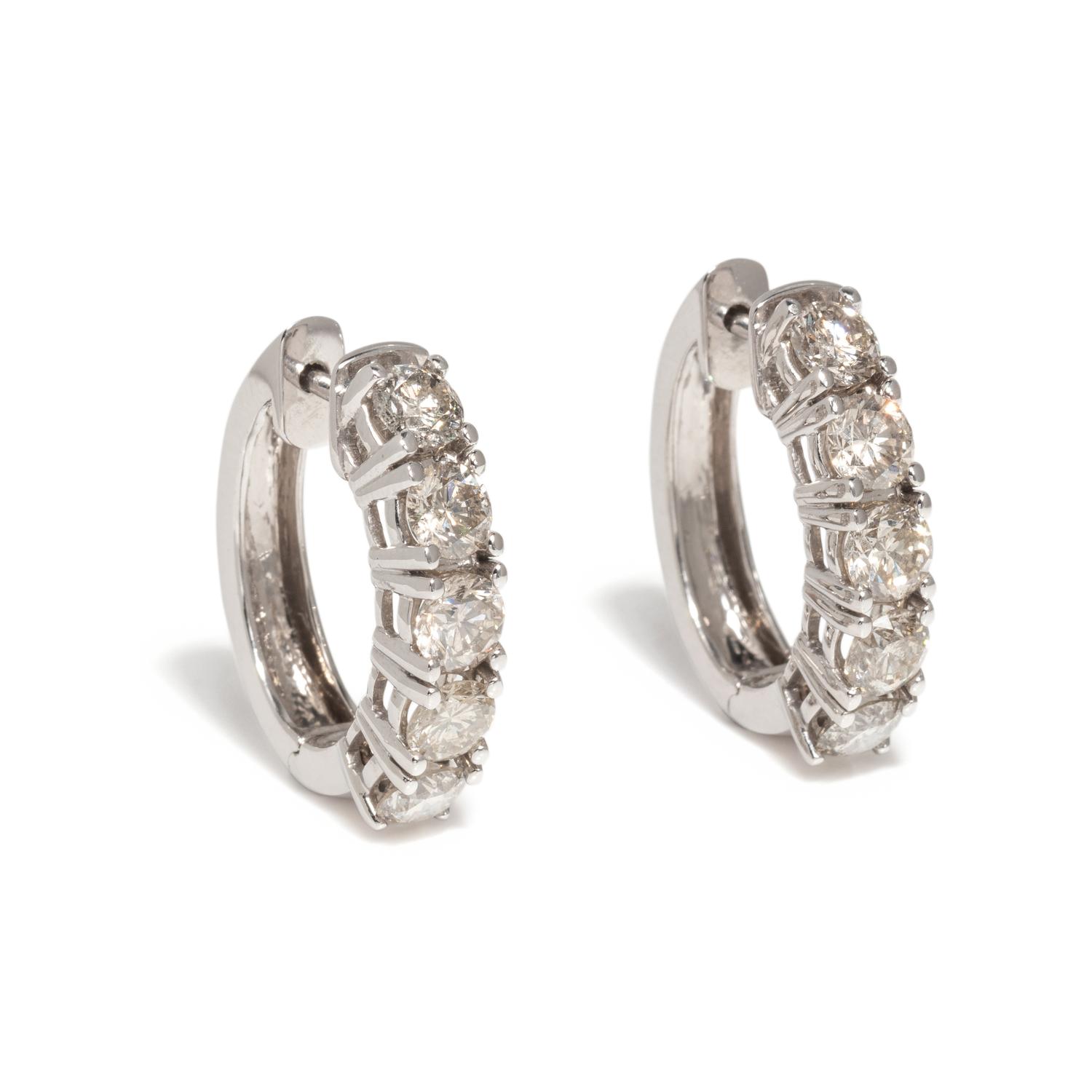 DIAMOND AND WHITE GOLD HOOP EARRINGS