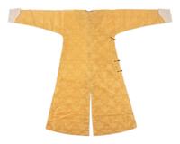 A Chinese Pale Yellow Damask Gauze Silk Robe