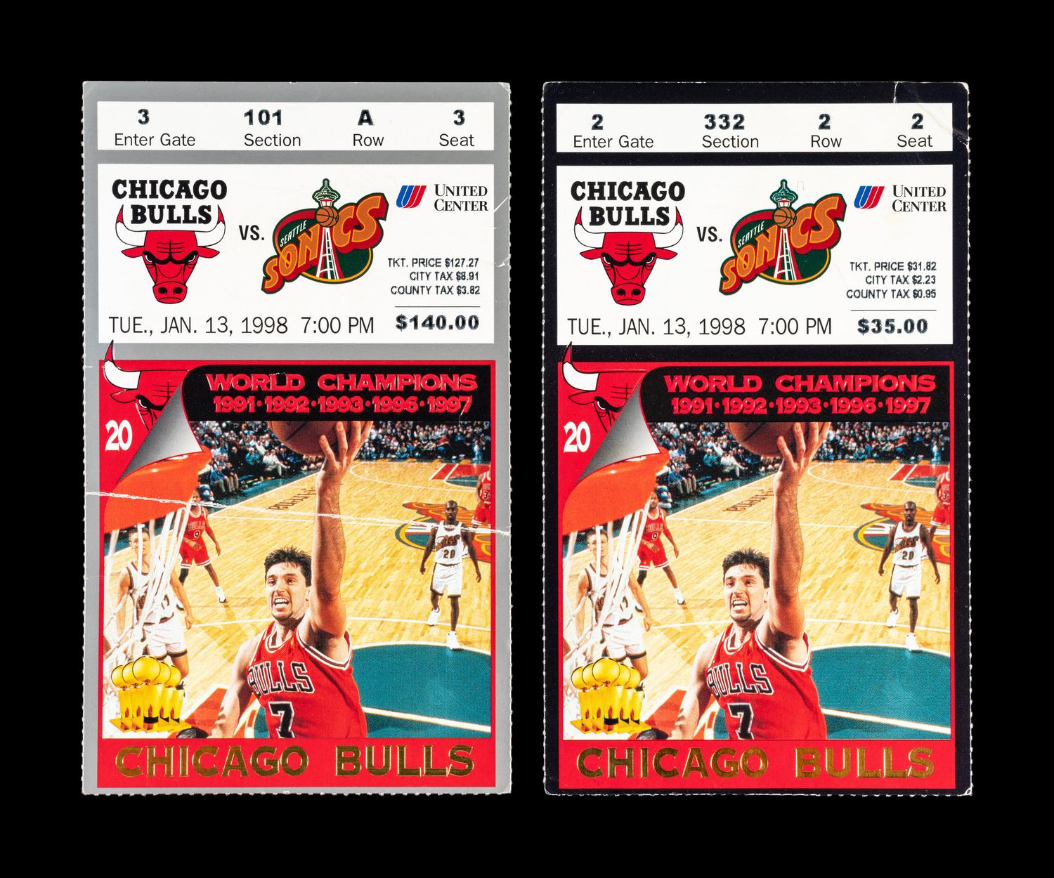 A Collection of 18 Chicago Bulls Michael Jordan Last Dance Era 1997-98 Regular Season and Playoff Tickets and Stubs,