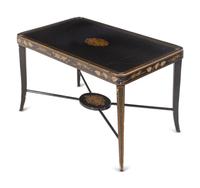 A Gilt-Decorated Ebonized Low Table