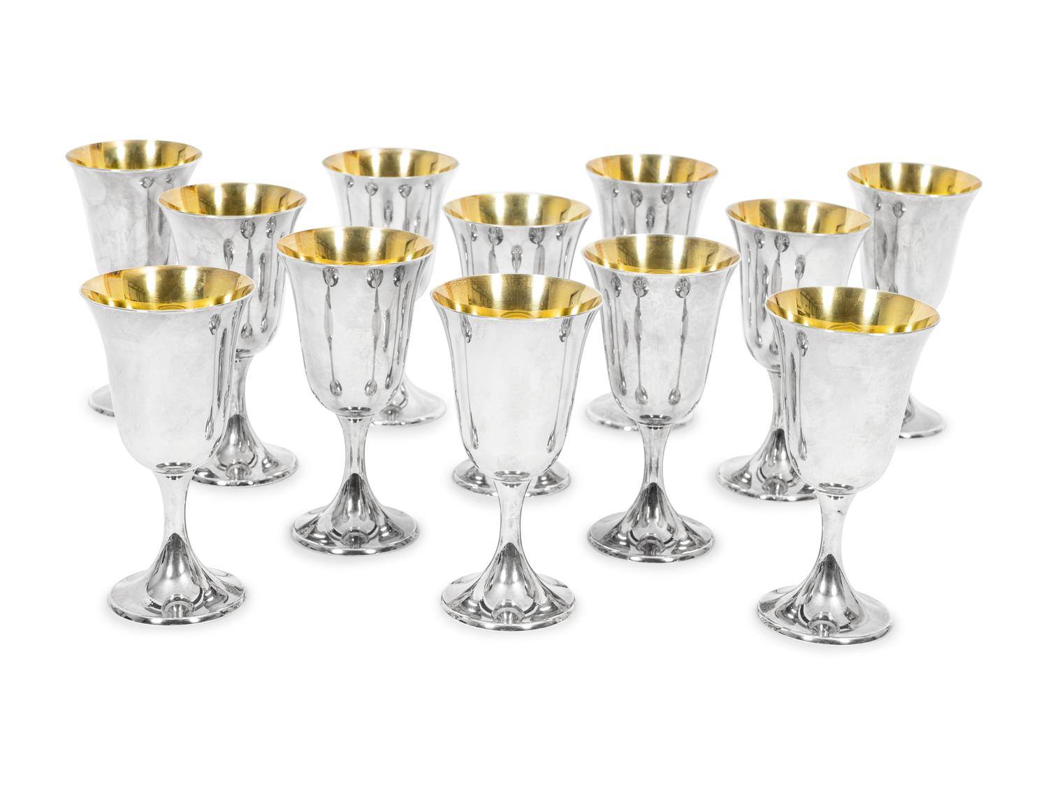 A Set of Twelve American Silver Goblets