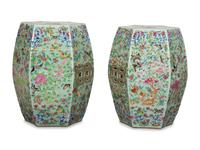 A Pair of Chinese Enameled Porcelain Garden Seats