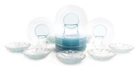 A Collection of Enameled Glass Table Articles Diameter of plate 8 inches.