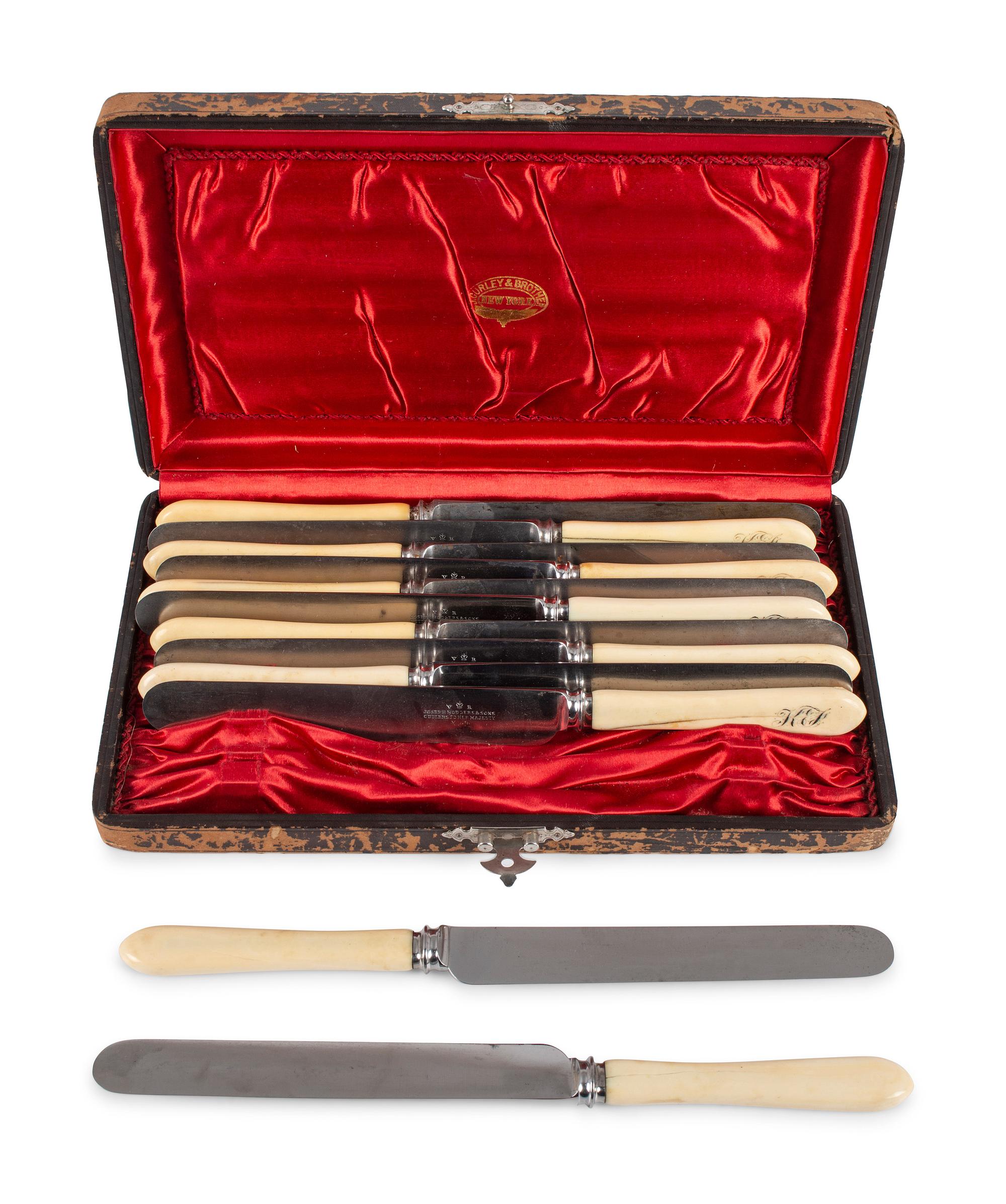 A Group of English Antler and Bone-Handled Flatware and Serving Pieces