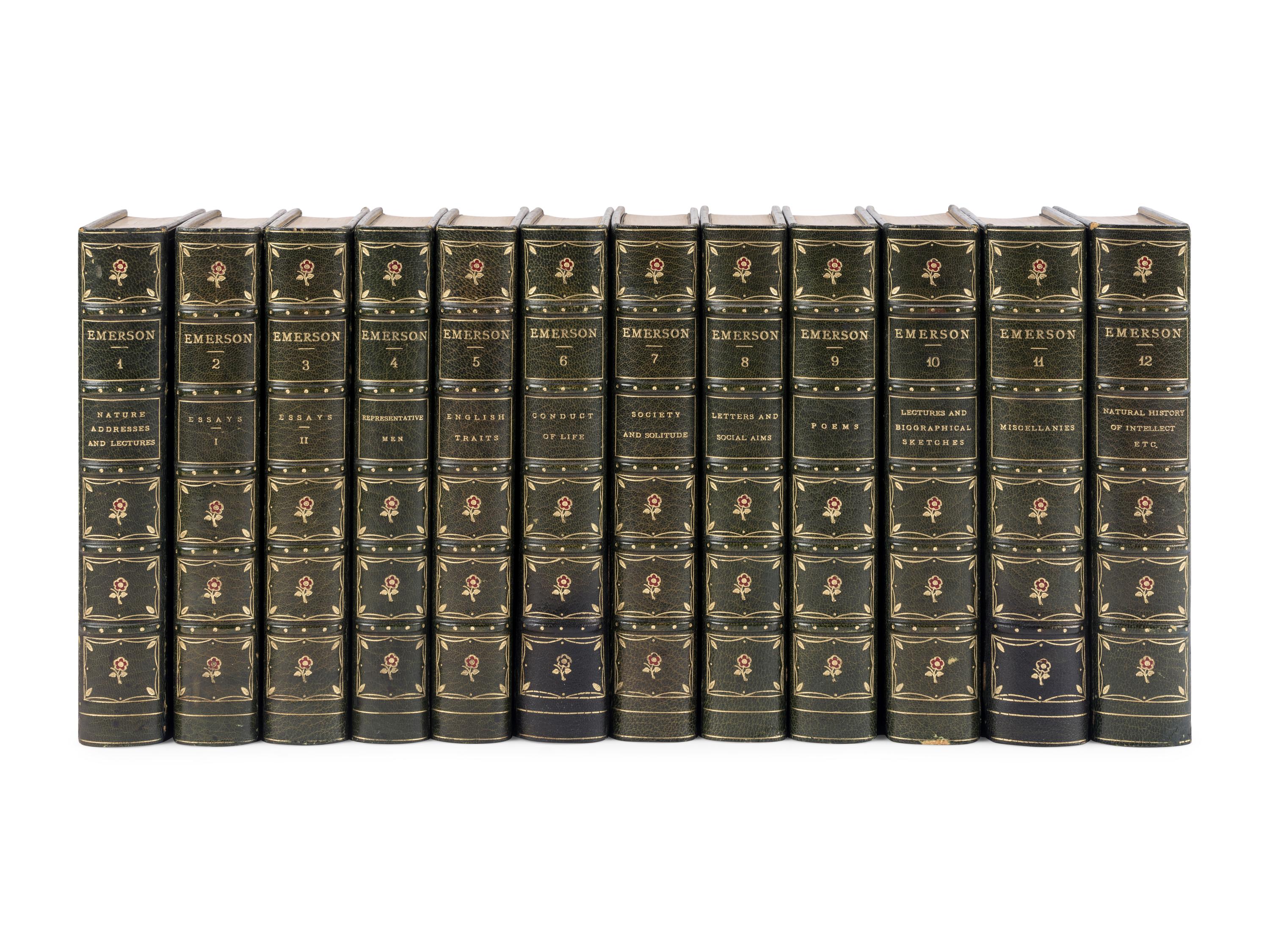 EMERSON, Ralph Waldo (1803-1882). The Complete Works of Ralph Waldo Emerson . Cambridge: Riverside Press for Houghton Mifflin and Company, [1903-1904].