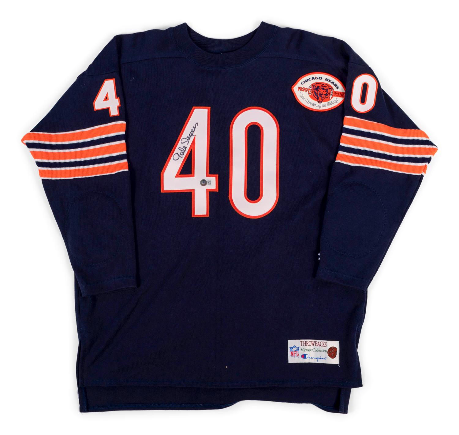 A Group of Seven Chicago Bears Signed Items Including Gale Sayers and Dick Butkus Jerseys (BAS Beckett Authentication Services Certified),