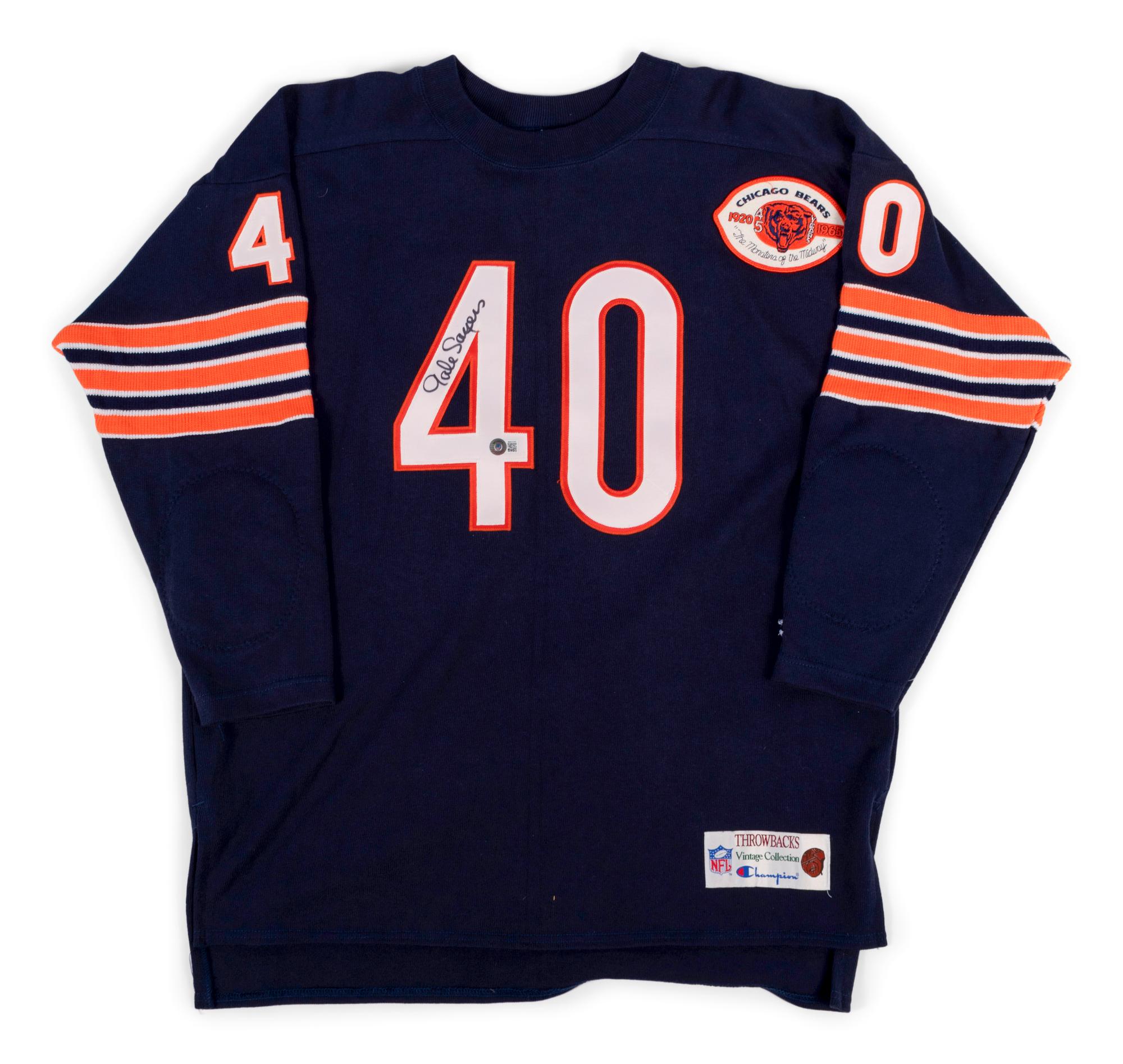 A Group of Seven Chicago Bears Signed Items Including Gale Sayers and Dick Butkus Jerseys (BAS Beckett Authentication Services Certified),