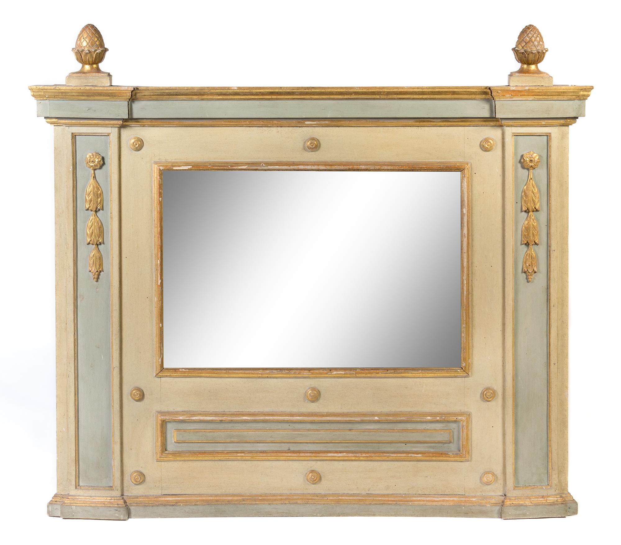 An Italian Painted and Gilt Mirror Height 43 1/4 x width 48 inches. — 18TH CENTURY