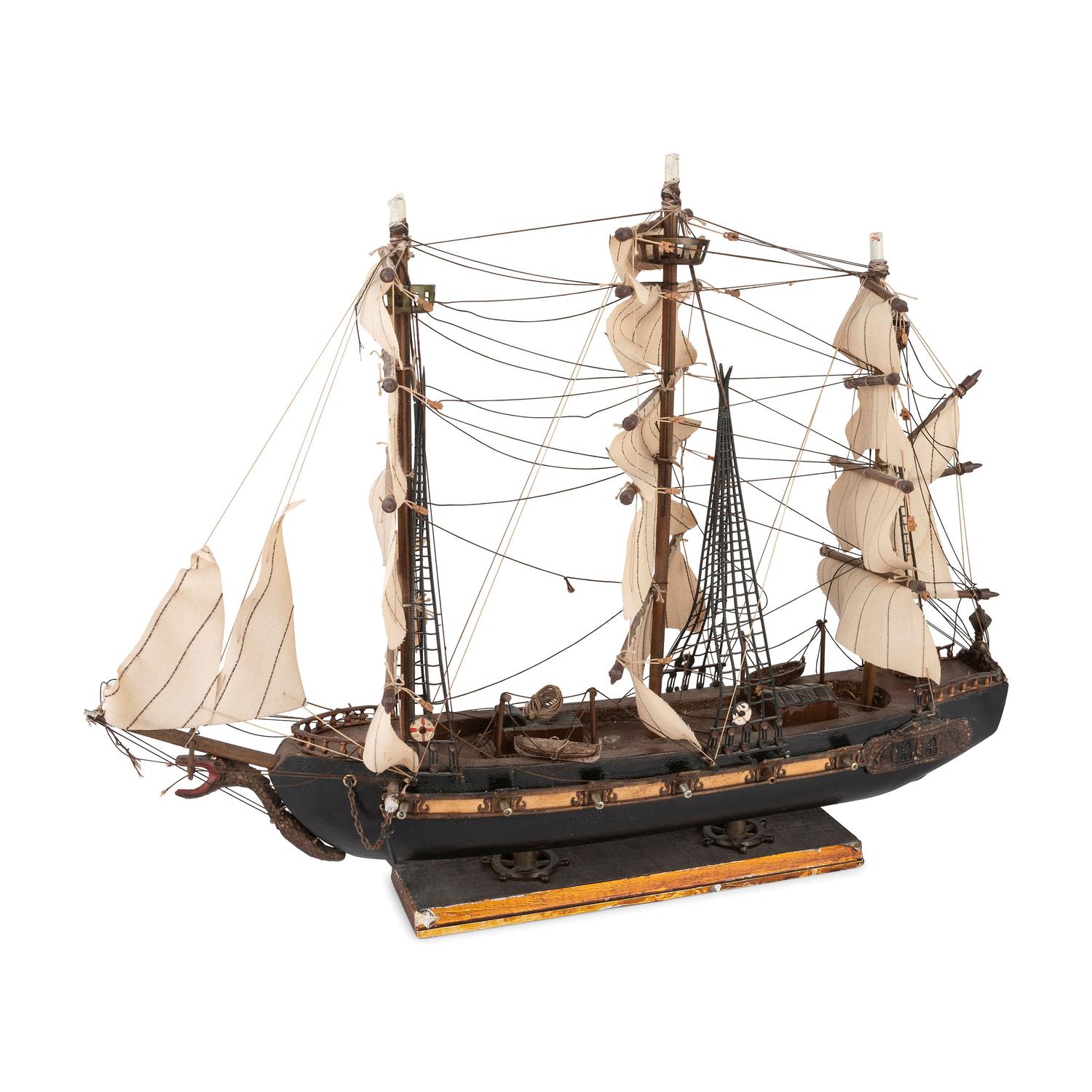 A Painted Wood Model of the Frigate Espanola