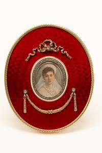 A Vari-Color Gold, Diamond and Guilloché Enamel Picture Frame