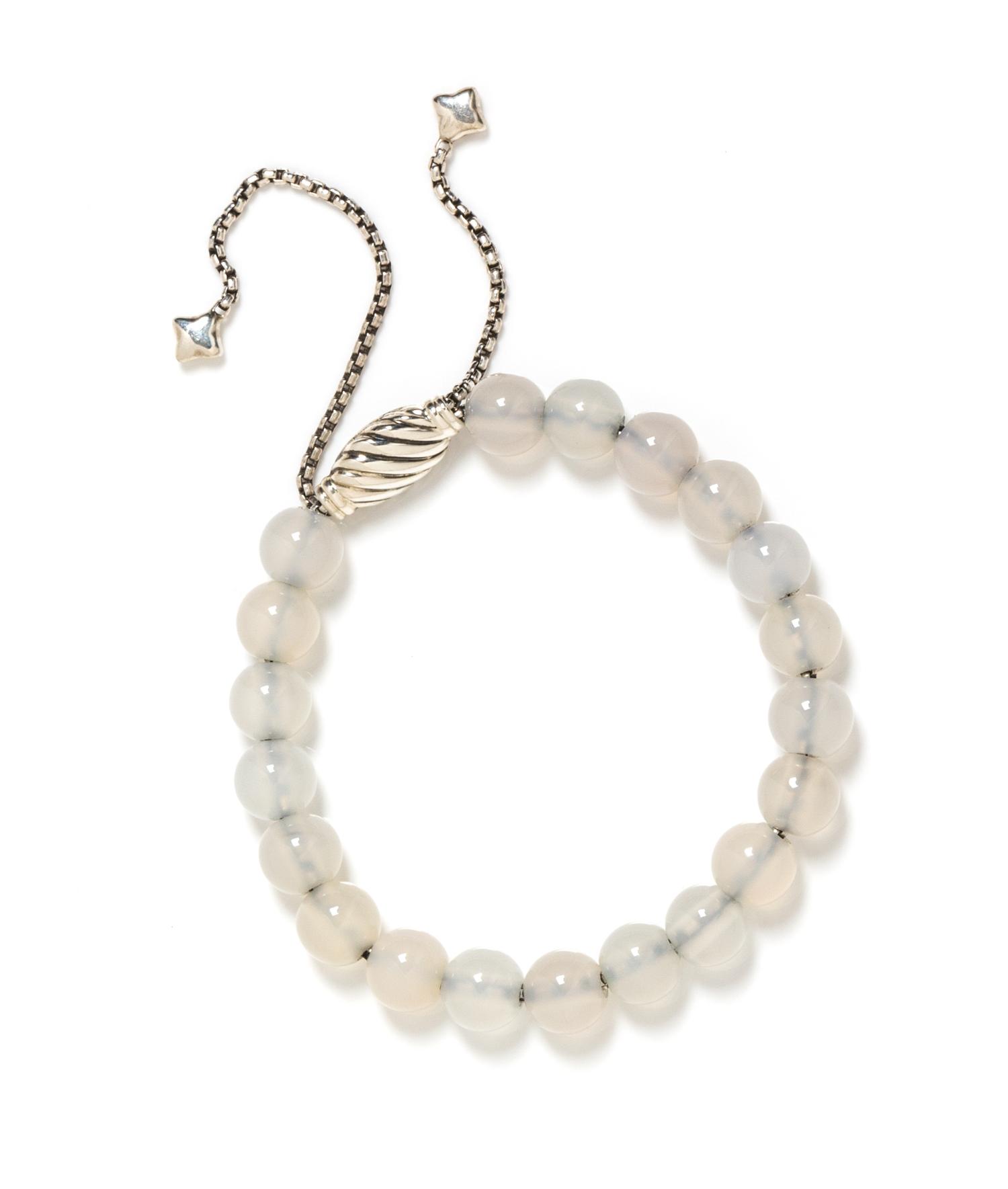 DAVID YURMAN, STERLING SILVER AND WHITE HARDSTONE 'SPIRITUAL' BEAD BRACELET