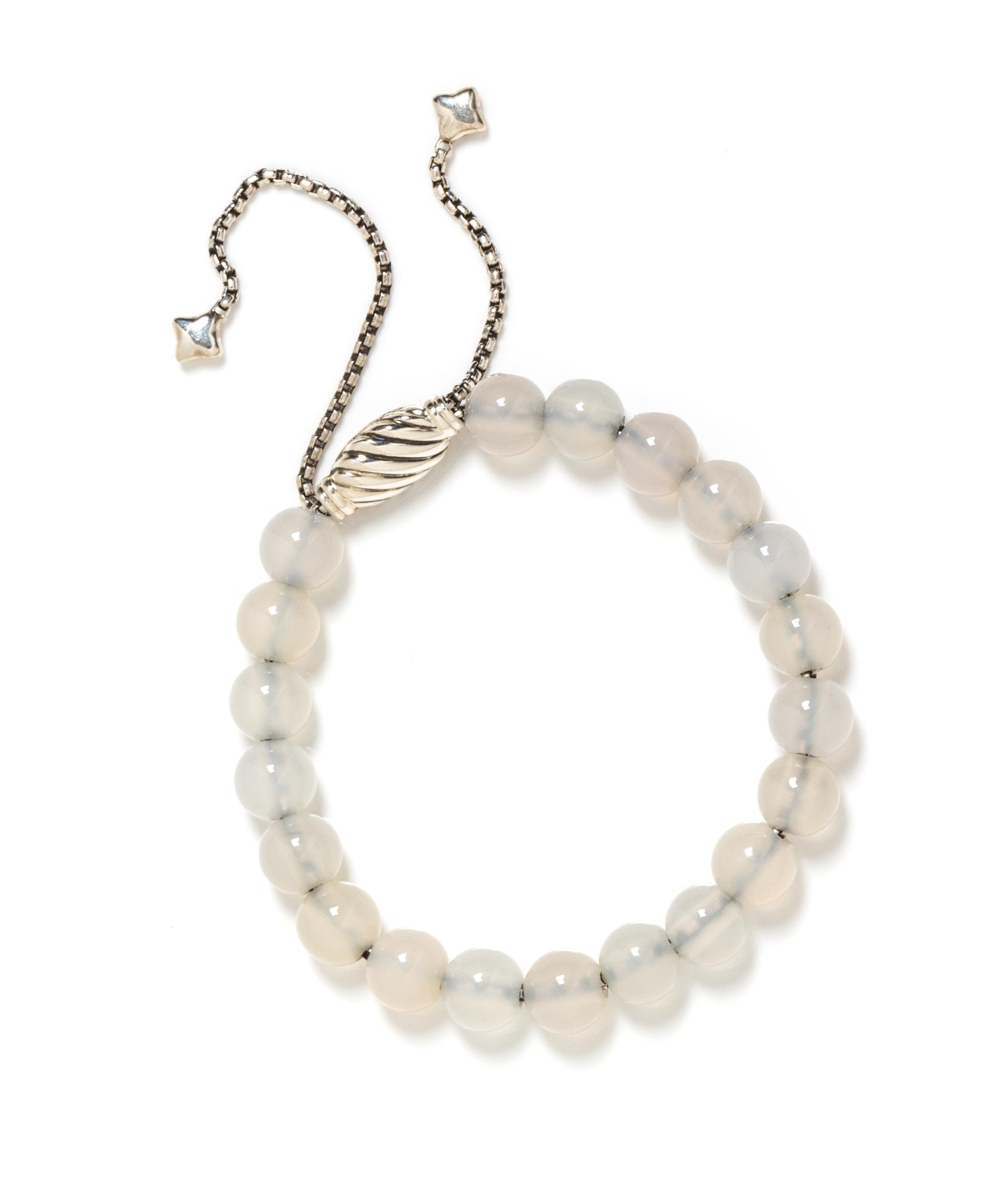 DAVID YURMAN, STERLING SILVER AND WHITE HARDSTONE 'SPIRITUAL' BEAD BRACELET
