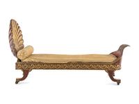 An Italian Walnut and Carved Giltwood Daybed