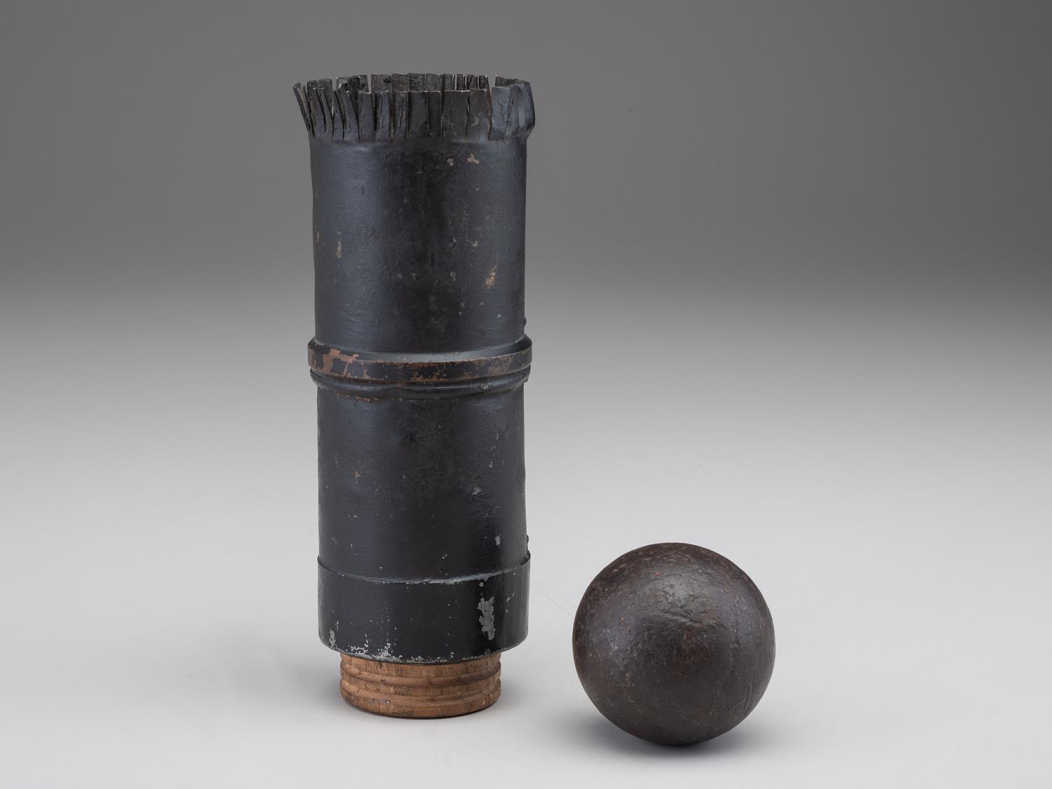 [CIVIL WAR]. Canister round and grapeshot cannonball.