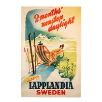 [TRAVEL POSTERS]. NORDGREN, artist. Lapplandia . Sweden: Hedbergs Reklam, Boras Kliche & Litografiska, [ca 1952].