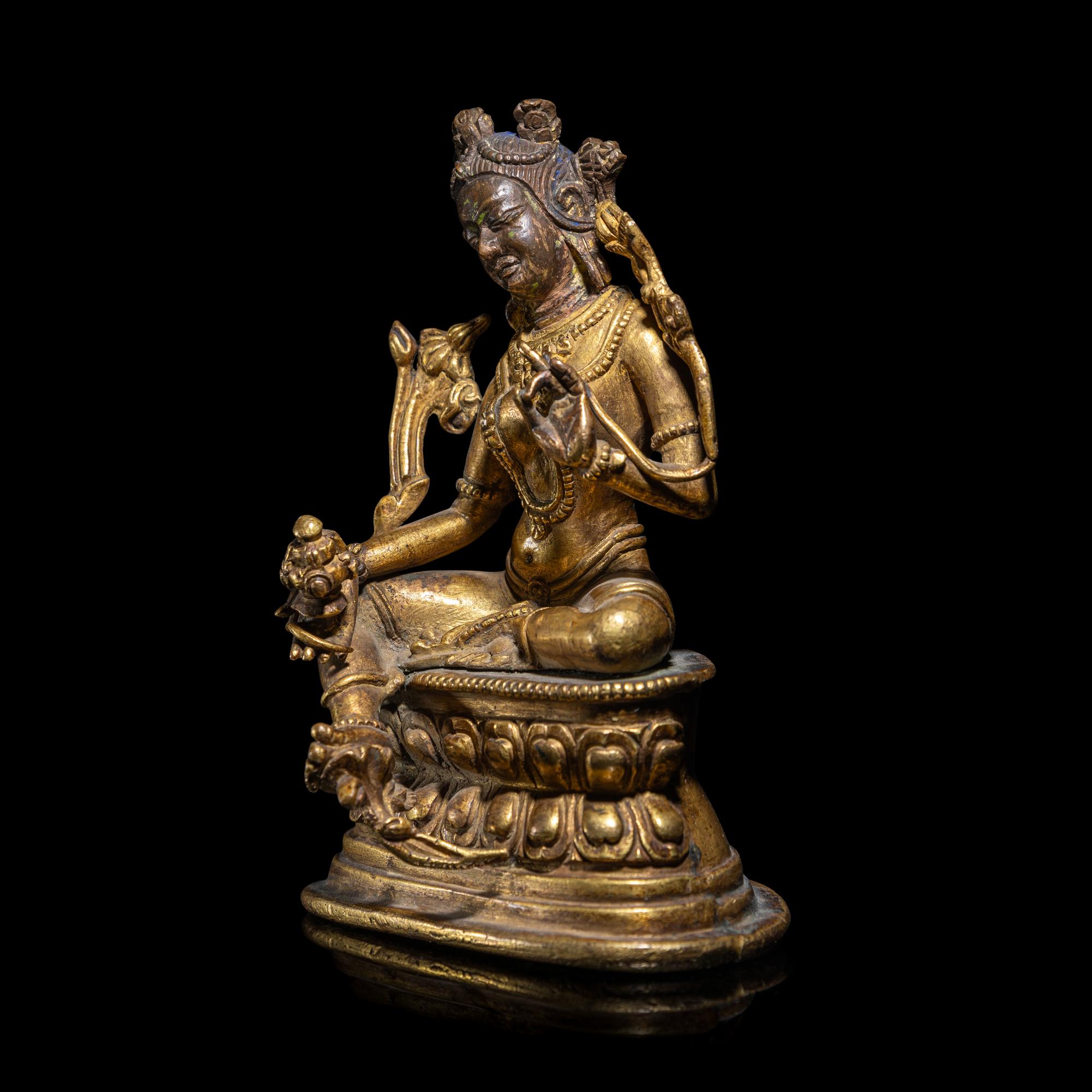A Gilt Copper Alloy Seated Figure of Tara, in the Style of 11th/12th Century 十一/十二世紀風格 銅鎏金度母