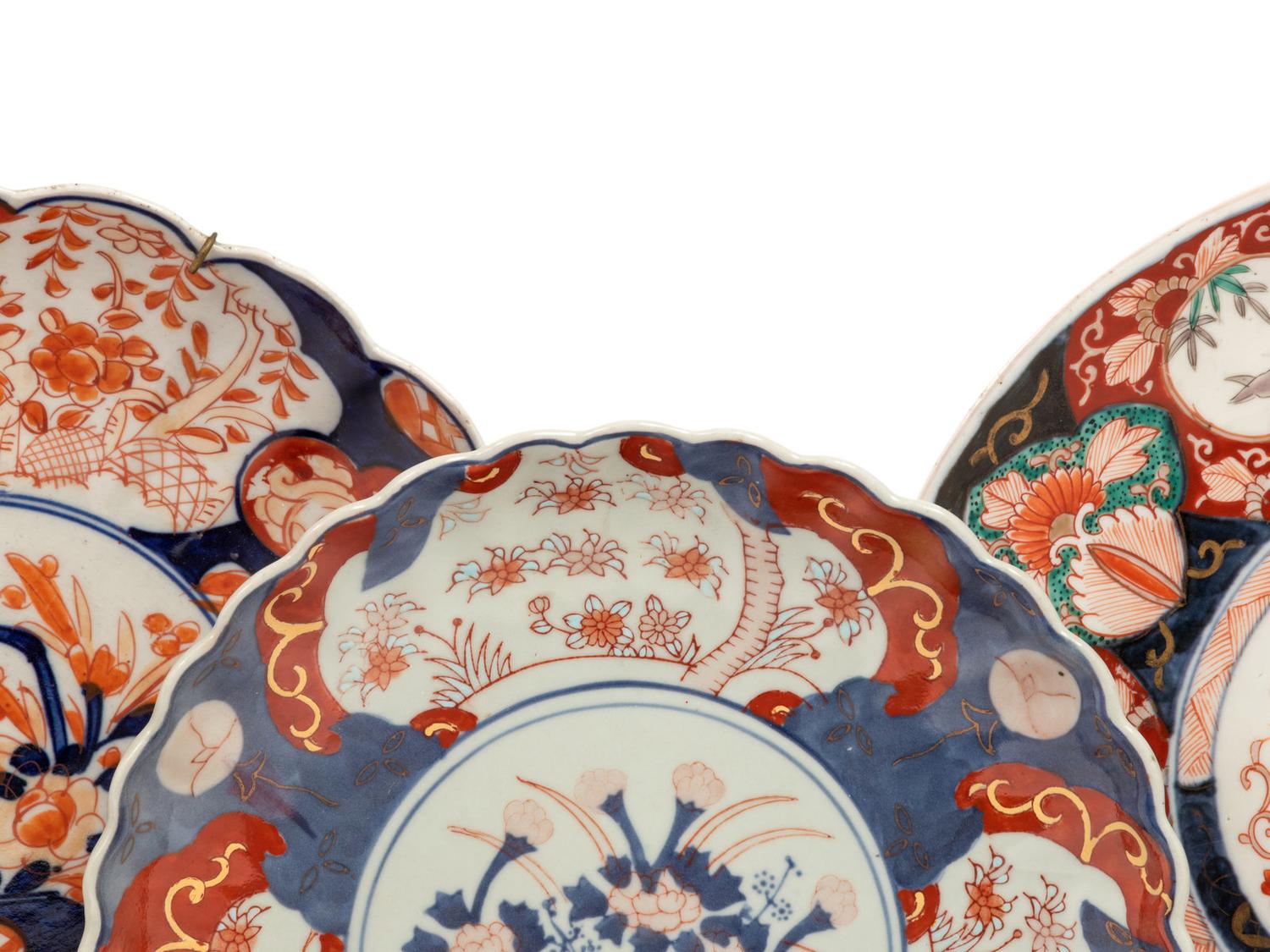 39 Japanese Imari and Kutani Porcelain Bowls, Plates, and Chargers