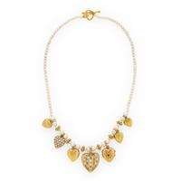 Cultured Pearl and Yellow Gold Heart Charm Necklace