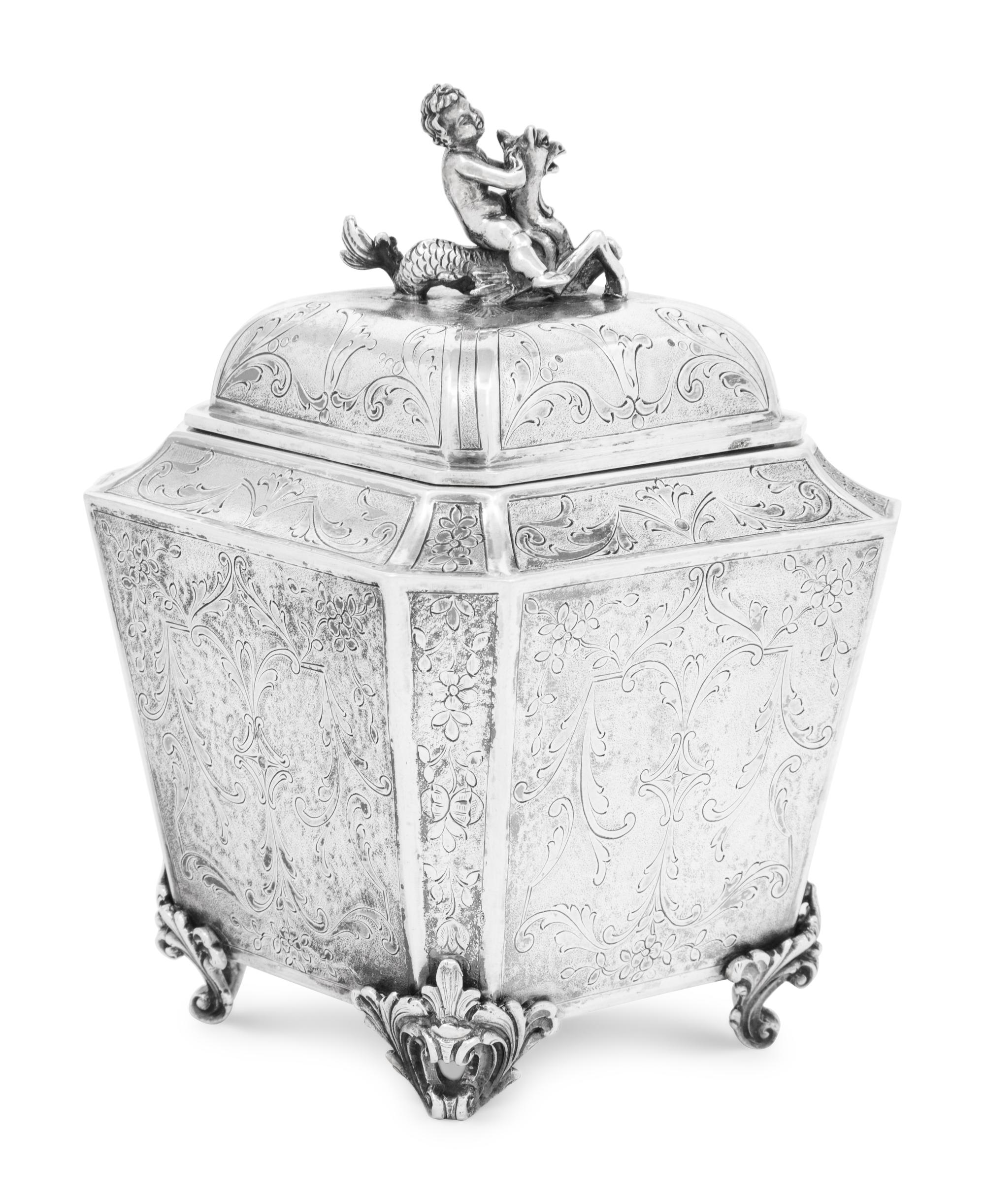 An Italian Silver Tea Caddy