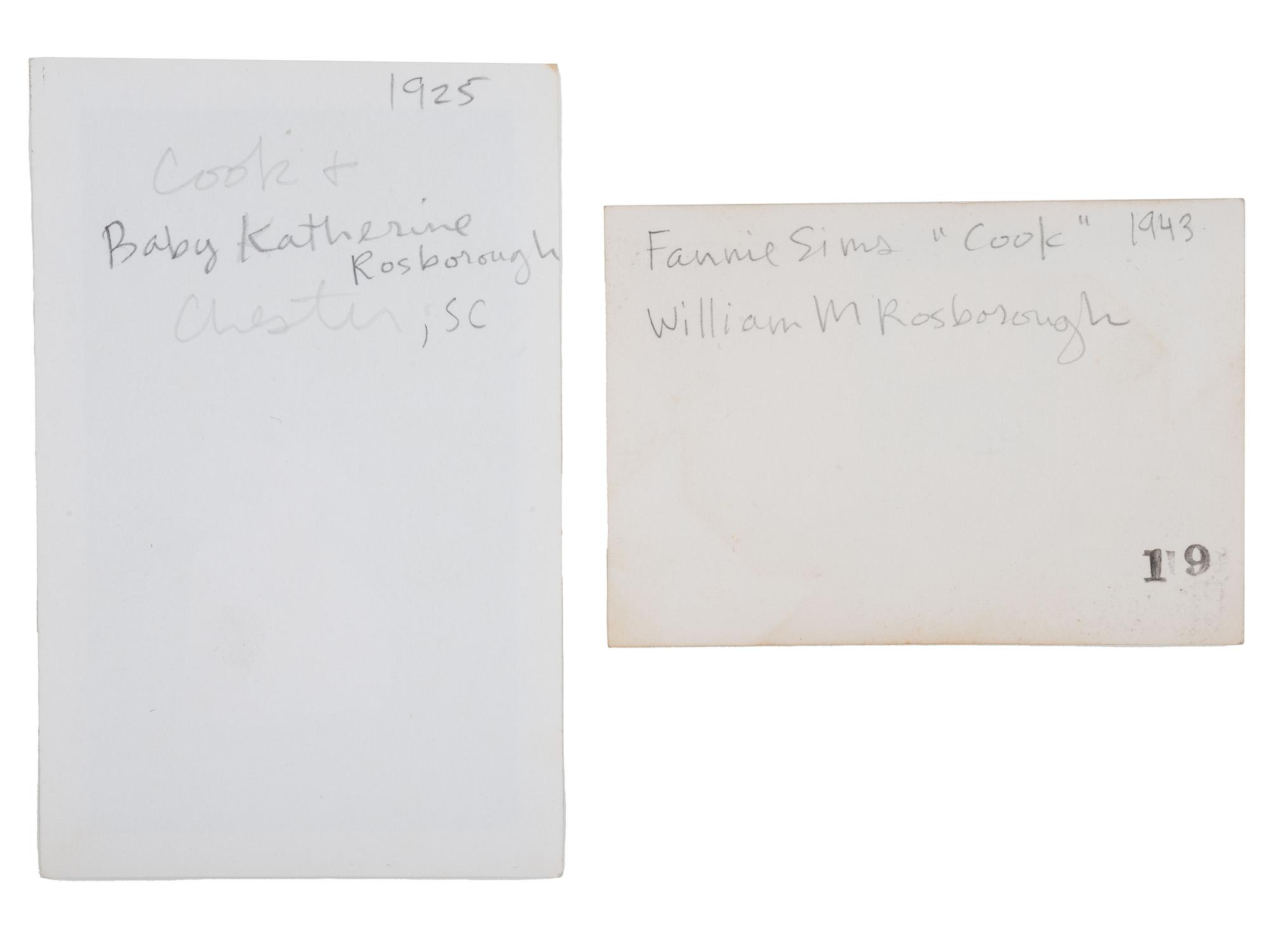 [SLAVERY] -- [RECONSTRUCTION]. Small archive of photographs and documents associated with Fannie "Cook" Sims (ca 1850-1943), a freed woman who worked as a domestic laborer in Chester County, South Carolina.