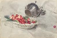 Still Life of a Basket of Cherries and a Silver Sugar Bowl , 1905