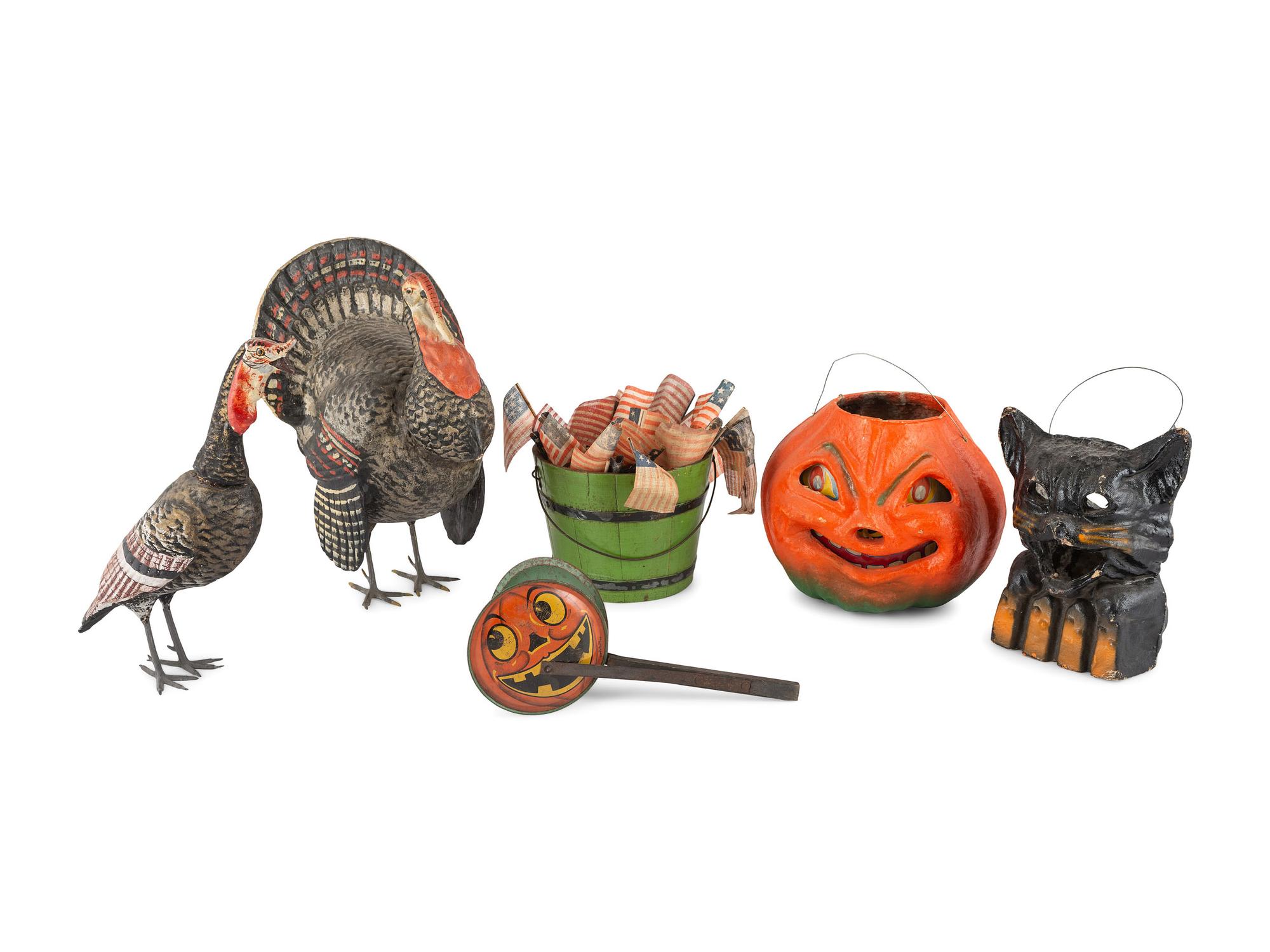 A Group of Papier-Mâché Holiday Articles