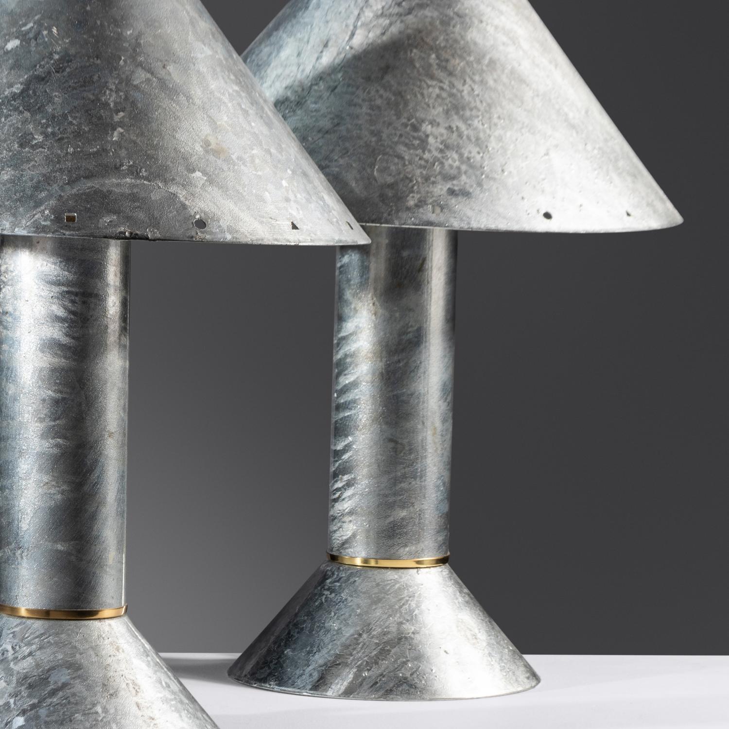 Pair of Zink Table Lamps, c. 1980 Rezek Inc., USA