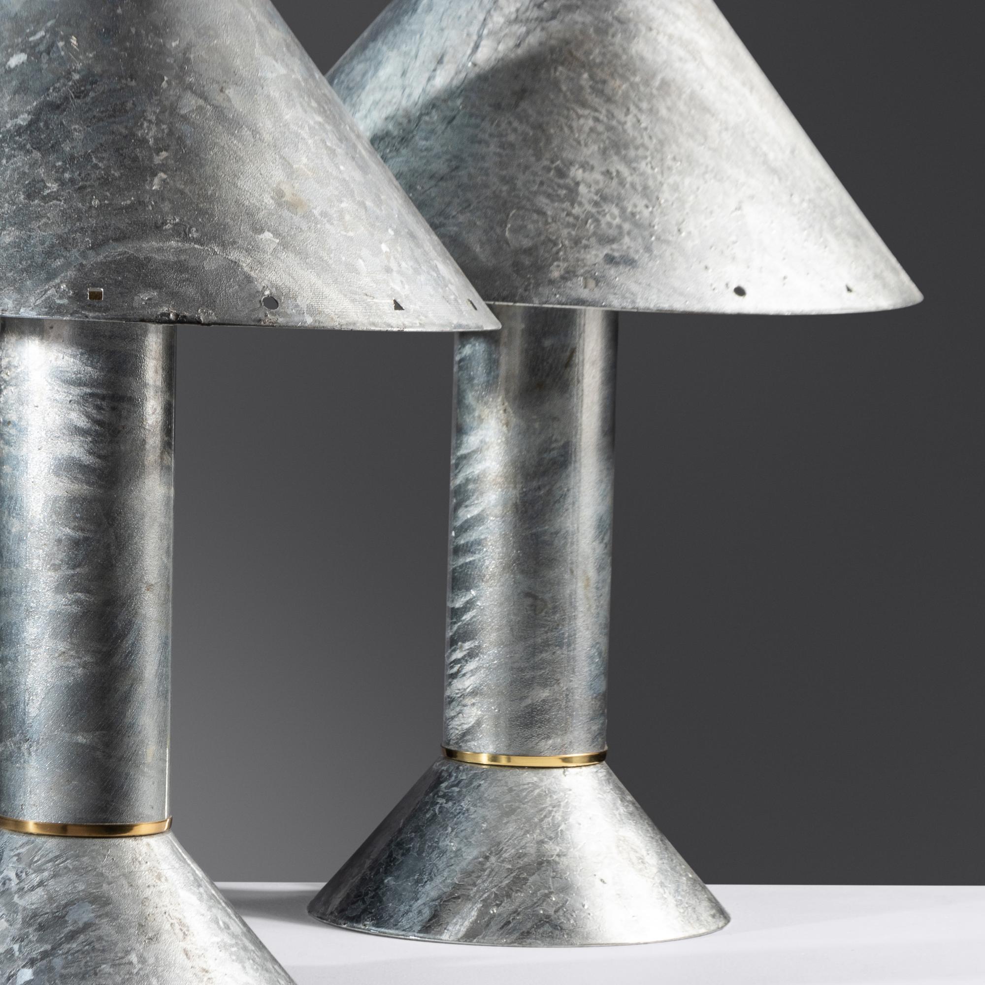 Pair of Zink Table Lamps, c. 1980 Rezek Inc., USA