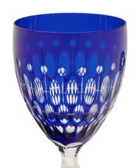 A Group of Cobalt Blue Cut-to-Clear Glass Stemware