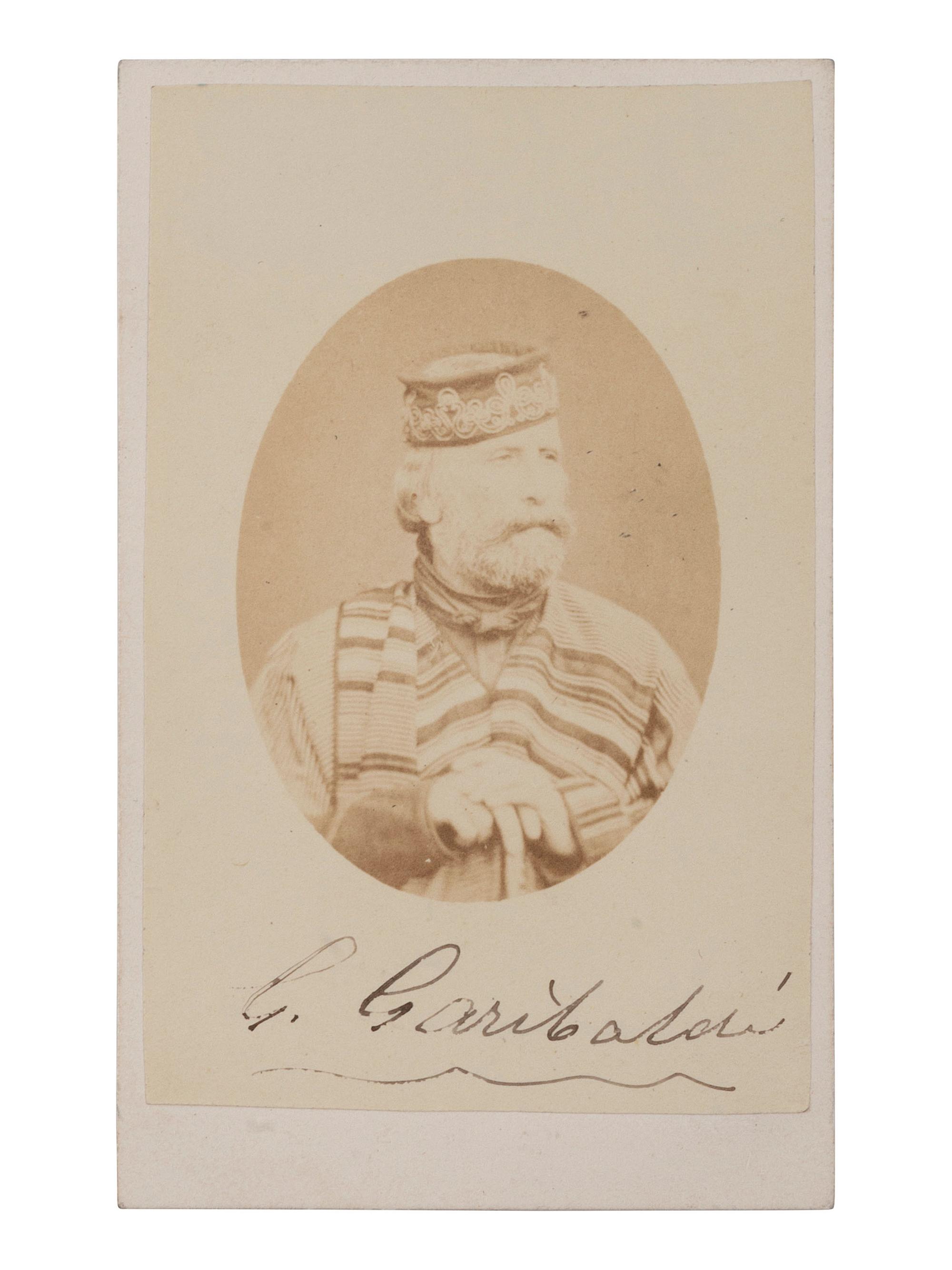GARIBALDI, Giuseppe (1807-1882). CDV signed by the Italian revolutionary. Genova, Italy: Alessandro Pavia, n.d.