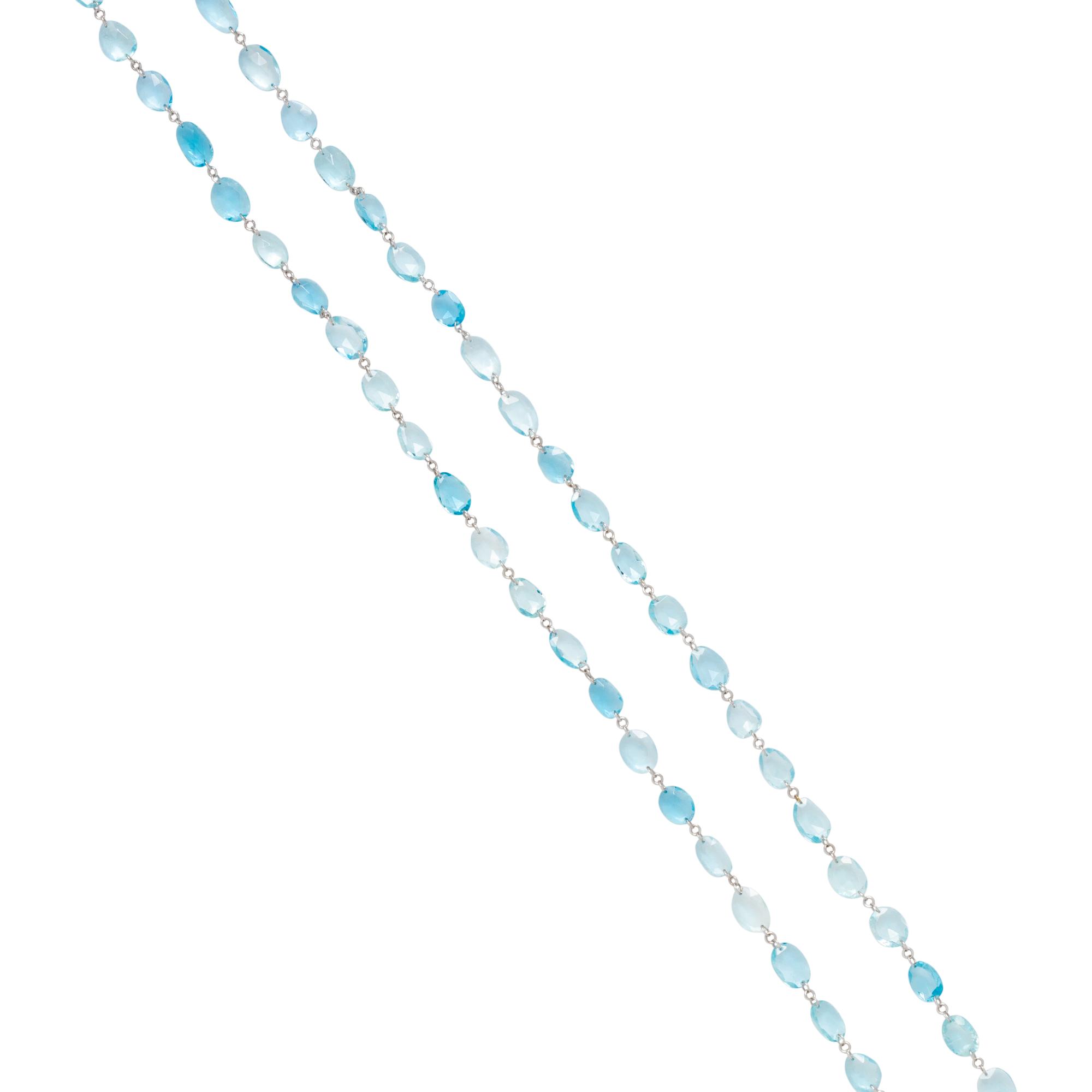 WHITE GOLD AND AQUAMARINE NECKLACE