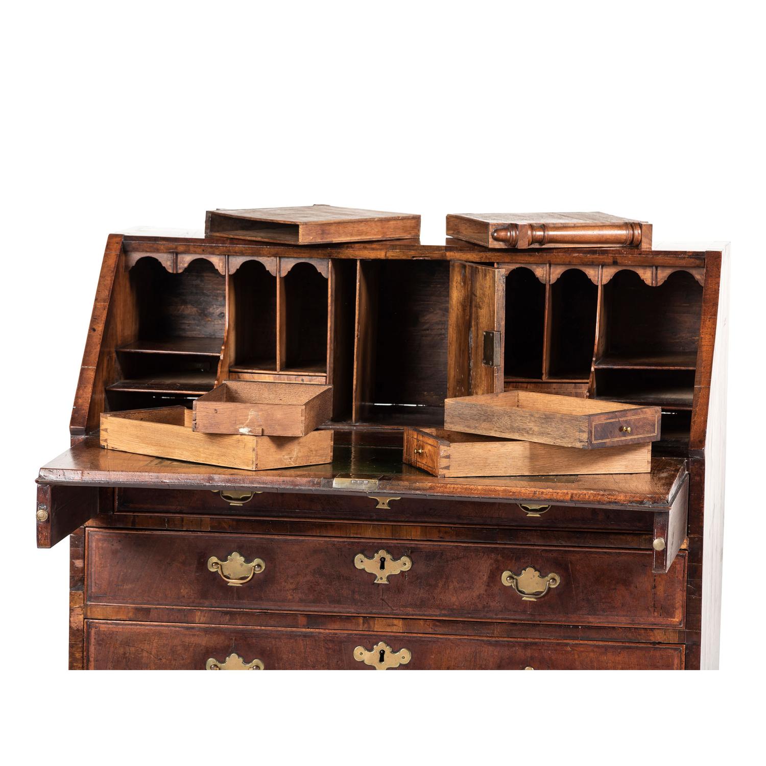 A George II Walnut Slant-Front Bureau