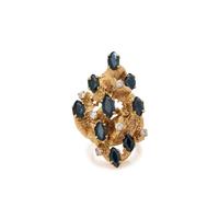 YELLOW GOLD, SAPPHIRE AND DIAMOND RING