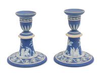 A Pair of Wedgwood Jasperware Candlesticks