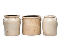 Three Cobalt-Decorated Stoneware Vessels