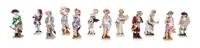 A Set of Twelve German Porcelain Figures Height of tallest 4 1/8 inches. — 19TH/20TH CENTURY