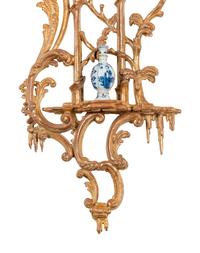 A Pair of George III "Chinese Chippendale" Giltwood Wall Brackets